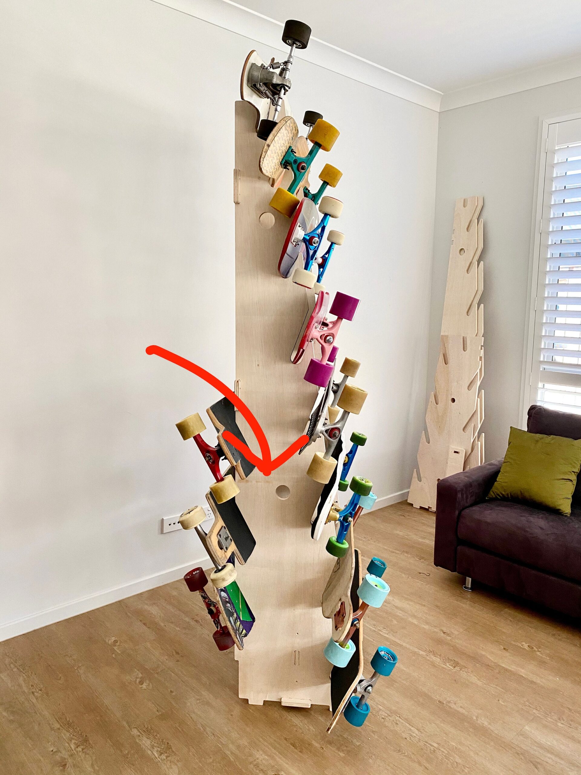 8 Board (11 Slots) Freestanding Display Skateboard Rack - Earlier design model - ONE ONLY DEMO