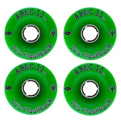 ABEC 11 70'S FLASHBACK 70MM GREEN 4 PACK LONGBOARD WHEELS 84A