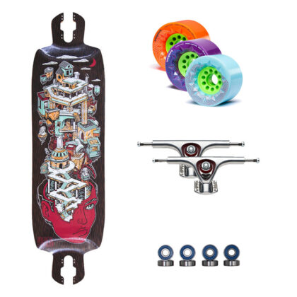 PANTHEON NEXUS RUINS GRAPHIC LONGBOARD COMPLETE ORANGATANG CAGUAMA WHEELS