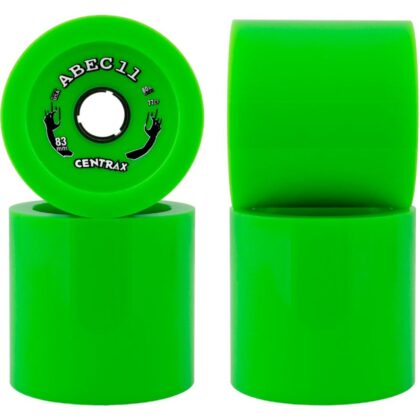 ABEC 11 LONGBOARD WHEELS CENTRAX 83MM LIME REFLEX 4 PACK 80A
