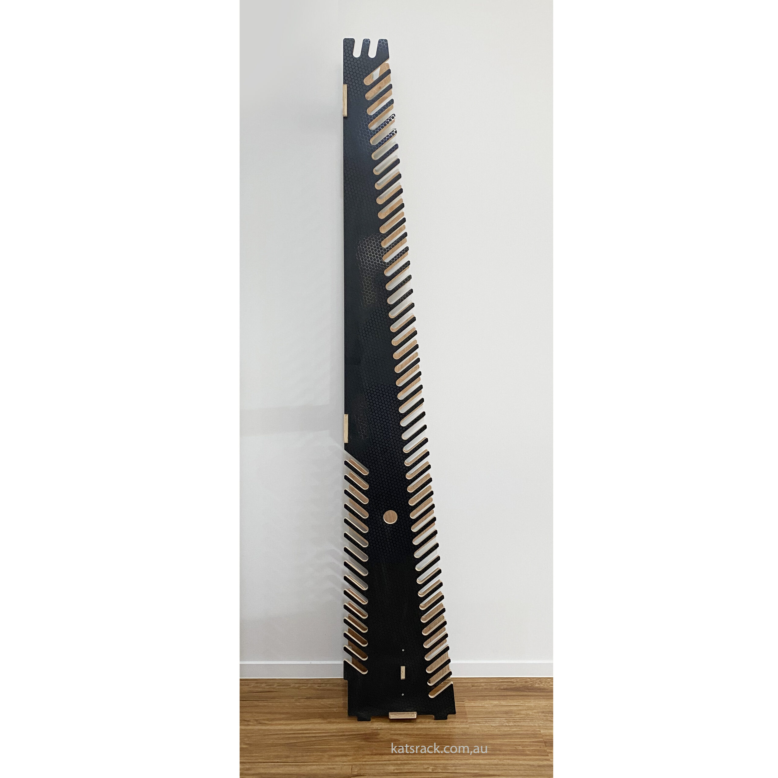 2.4m (63 slots) Skateboard Rack - Marine ply/Black Honeycomb Hex - Image 3