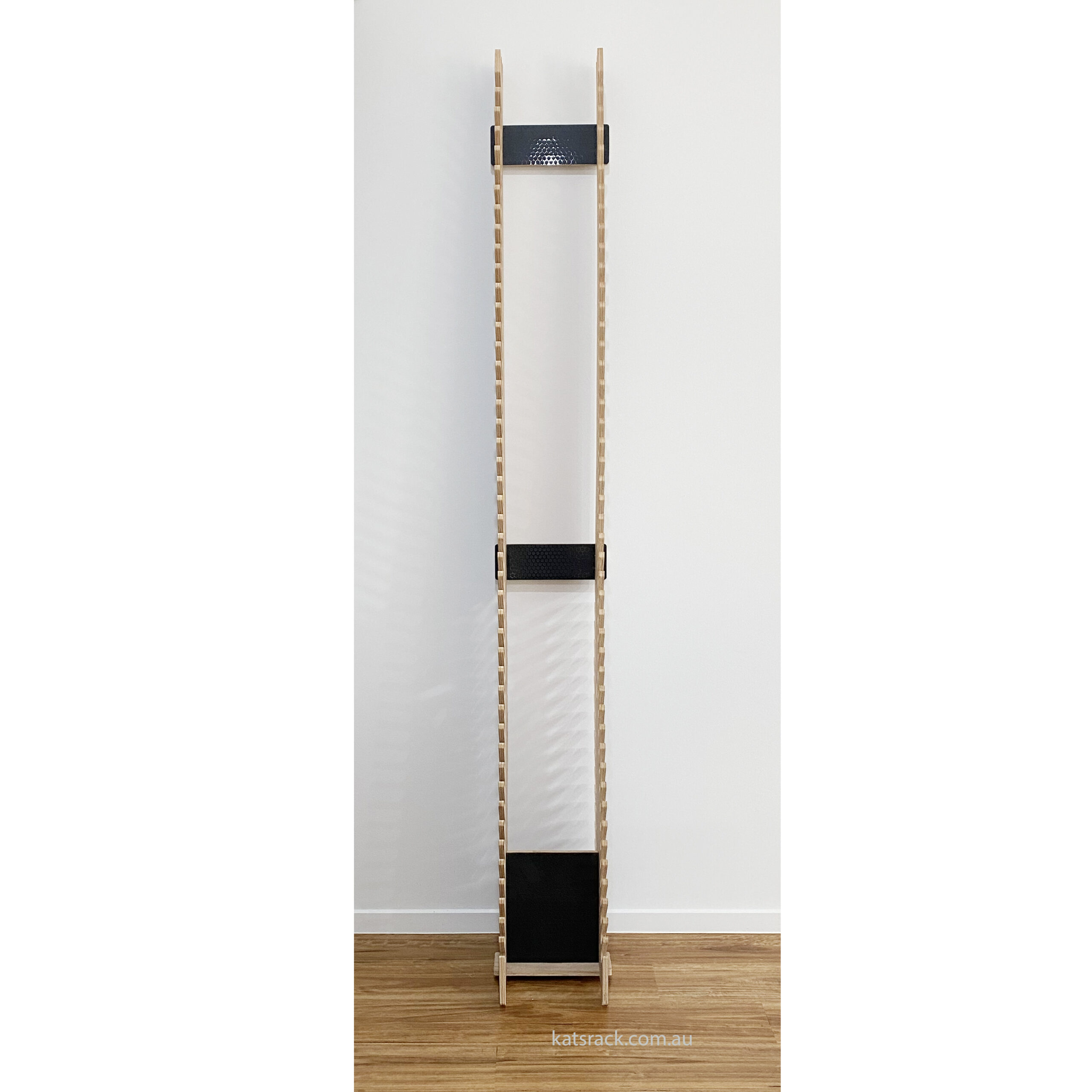 2.4m (63 slots) Skateboard Rack - Marine ply/Black Honeycomb Hex - Image 4