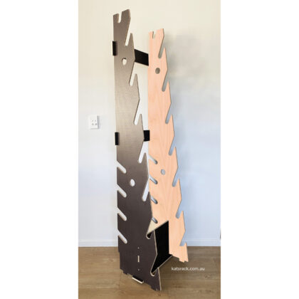 1.9m (12 Slot) Display Skateboard Rack - Black Honeycomb Hex / Marine Ply