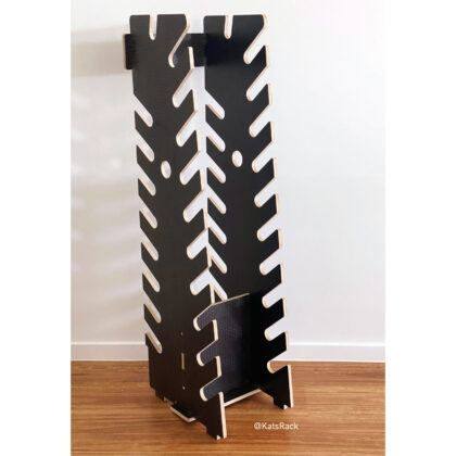 1.2m (19 slots) Skateboard Rack - Black Honeycomb Hex