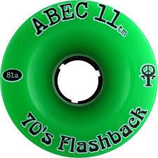 ABEC 11 70'S FLASHBACK 70MM GREEN 4 PACK LONGBOARD WHEELS 81A