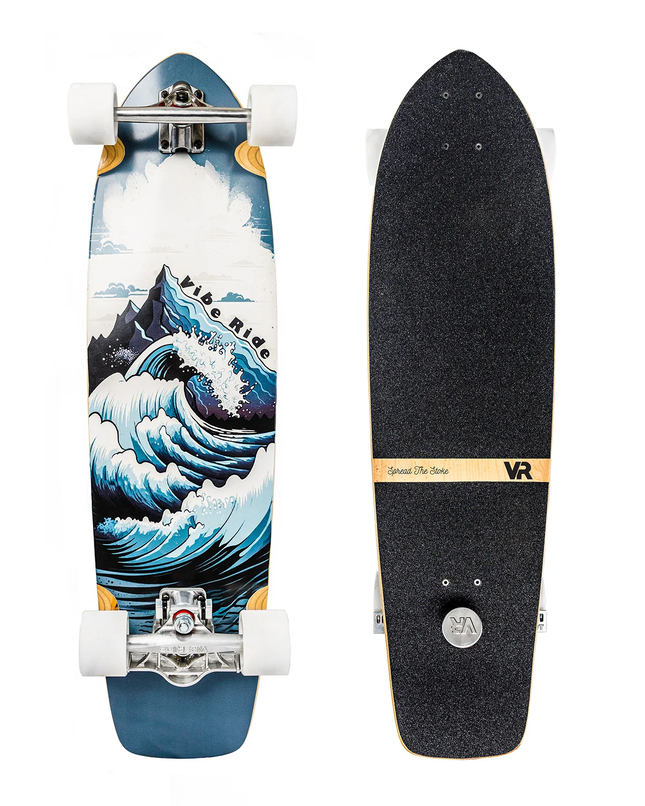 VibeRide BrakeBoard Kicktail Cruiser - Seaside Swell